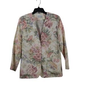 Vintage Jonathan Logan Women's‎ Floral Blazer Jacket 10 Petite Cottagecore